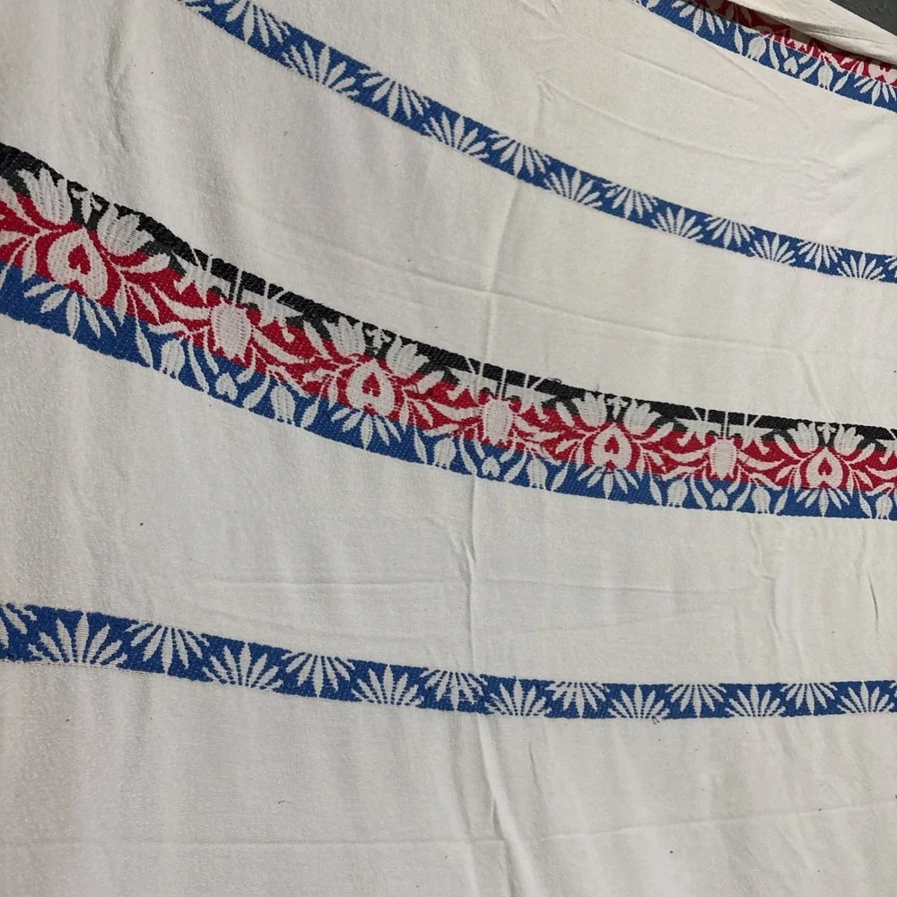 Vintage Embroidered Red White Blue King‎ Size Bedspread 76
